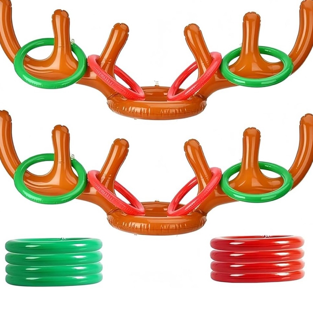 Christmas Holiday Reindeer Antler Ring Toss Game - Red and Green